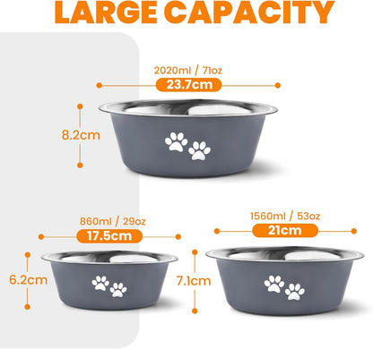 2 Pack Dog Bowls (1560ML), Stainless Steel Dog Bowls with Nonslip Silicone Bottom, Pet Feeding Bowls for Cat, Pups-Food and Water Bowls for Small Medium Large Dogs