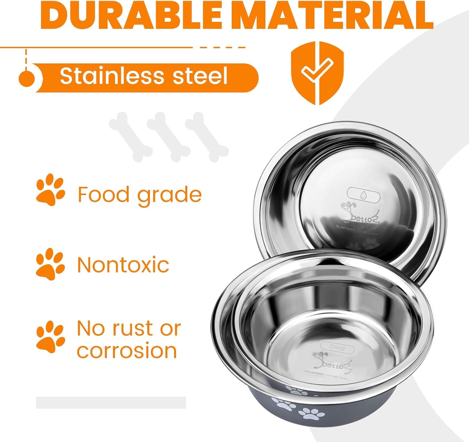 2 Pack Dog Bowls (1560ML), Stainless Steel Dog Bowls with Nonslip Silicone Bottom, Pet Feeding Bowls for Cat, Pups-Food and Water Bowls for Small Medium Large Dogs