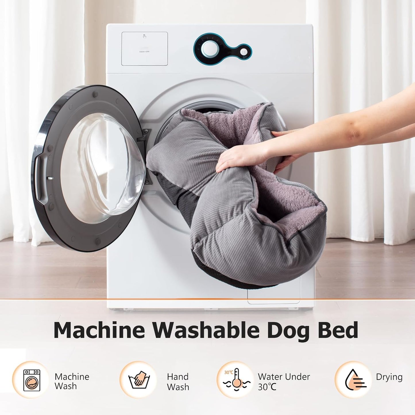 XL Dog Bed Washable with Waterproof/No Dust/No Odor Fluff 89X64X23Cm, Extra Large Dog Bed Grey, Dog Beds Extra Large for Labrador/Golden Retriever