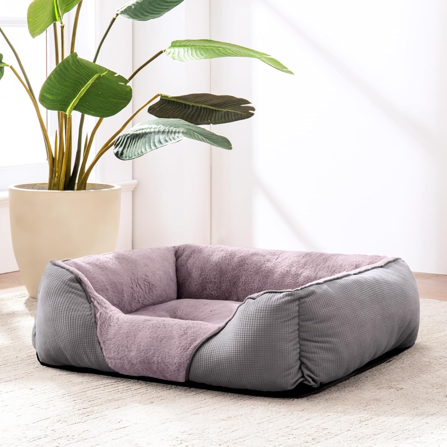 XL Dog Bed Washable with Waterproof/No Dust/No Odor Fluff 89X64X23Cm, Extra Large Dog Bed Grey, Dog Beds Extra Large for Labrador/Golden Retriever