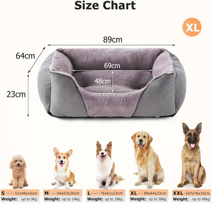 XL Dog Bed Washable with Waterproof/No Dust/No Odor Fluff 89X64X23Cm, Extra Large Dog Bed Grey, Dog Beds Extra Large for Labrador/Golden Retriever