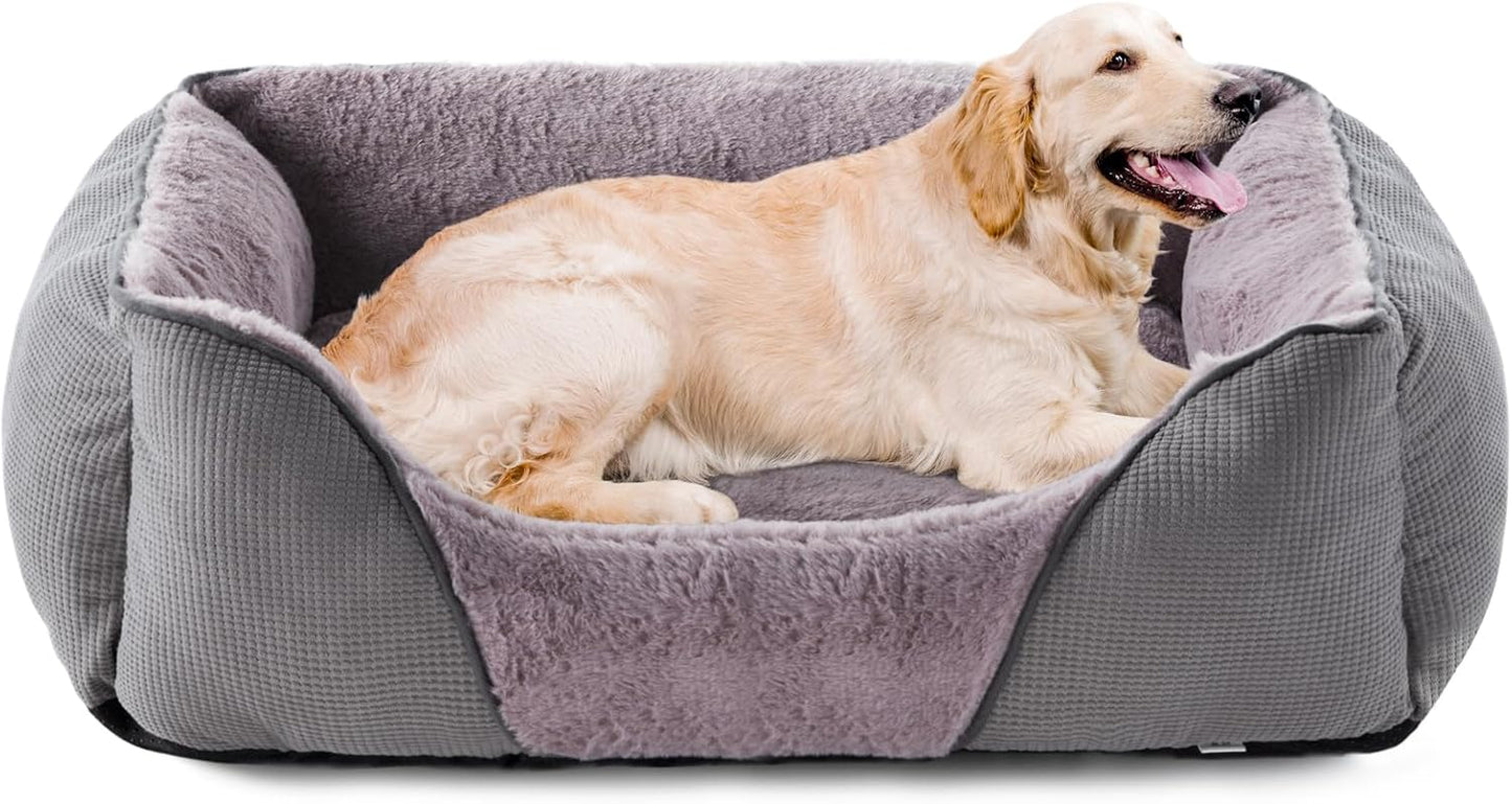 XL Dog Bed Washable with Waterproof/No Dust/No Odor Fluff 89X64X23Cm, Extra Large Dog Bed Grey, Dog Beds Extra Large for Labrador/Golden Retriever